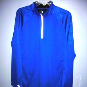 FREE COUNTRY men's bright blue LS shirt w/quarter zip at neckline, Size XL